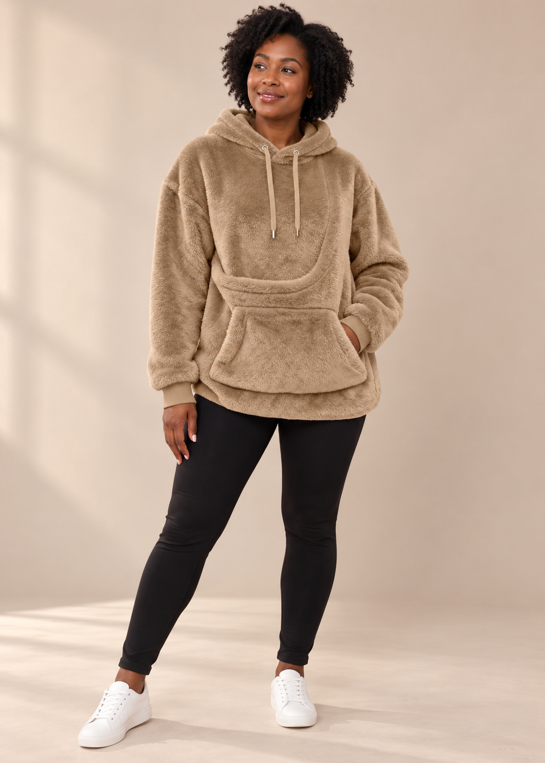 Pet-Pocket Fleece Hoodie — Camel