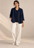 Navy Button-Front Jacket — Navy Blue