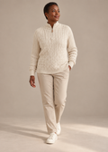 Half-Zip Knit Sweater — Cream White