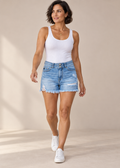 Distressed Denim Shorts — Light blue