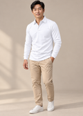 Long-Sleeve Polo Shirt — White
