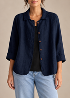 Navy Button-Front Jacket — Navy Blue — detail