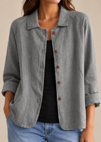 Grey Collared Button Jacket — Grey — detail