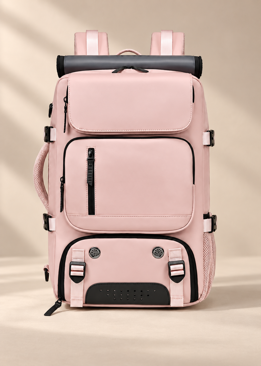 Multi-Pocket Travel Backpack — Pink